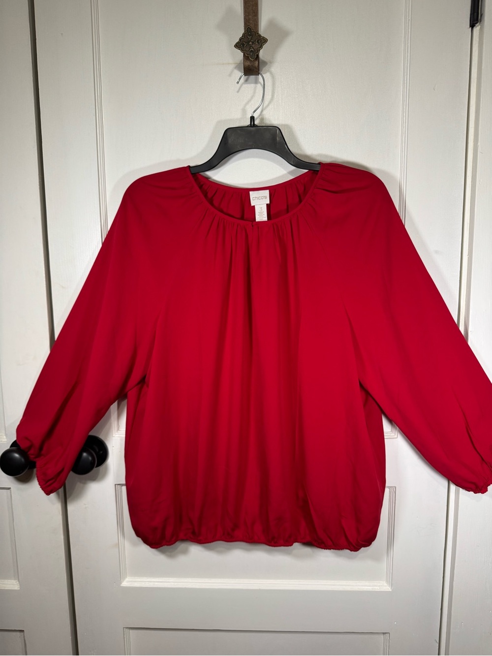 Chico’s Red Pullover Blouse, Chico’s size 3 (16)